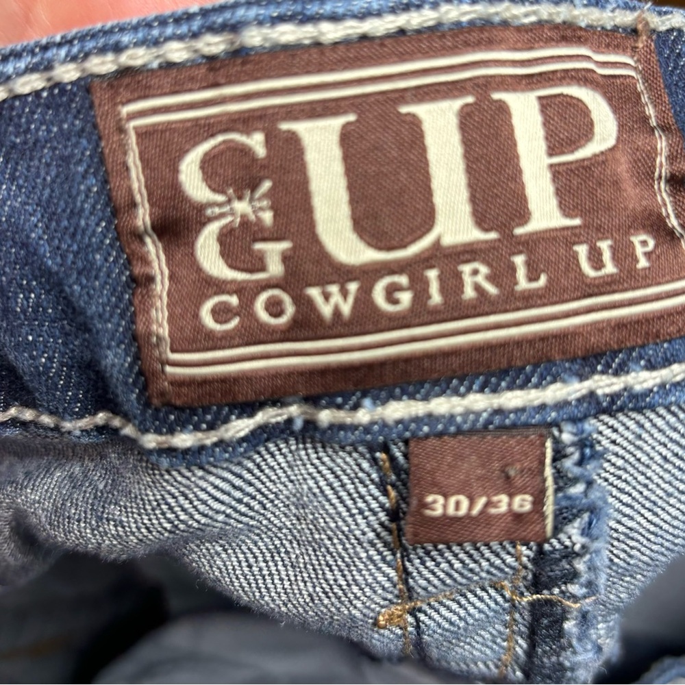 Cowgirl Up Bootcut Jeans Embellished Back Pocket Stretch Women's Size 30/36 - Picture 5 of 7